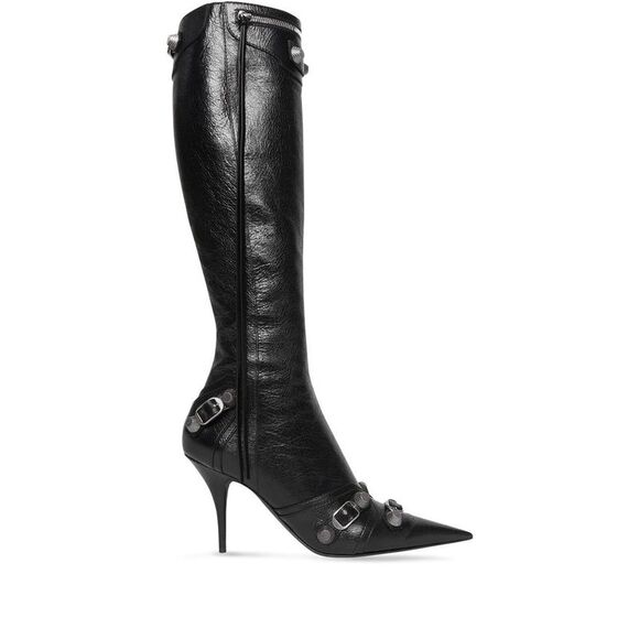 Sleek Black 90mm Leather Boots for Women - Picture 1 of 4